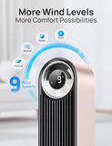 DREO Tower Fan for Bedroom, 90° Oscillating Standing Fan with 28ft/s Velocity, 20dB Quiet for Sleep, DC Motor, 9 Speeds, 4 Modes, 12H Timer, Voice & APP & Remote Control, 42" Cruiser Pro T2 S