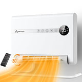 Wall Heater, Space Heater for Bedroom, 1500W PTC Fast Heating Electric Heaters for Indoor Use, 30° Oscillation, Adjustable Thermostat, 24H Timer, Remote Control, Desk or Wall Mounted Heater for Office