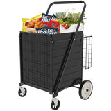 330 lbs Capacity Foldable Grocery Cart with Waterproof Liner & 360° Swivel Front Wheels