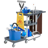 Commercial Traditional Wheeled Cleaning Cart with Cover and Oxford Bag, 300 Lb Capacity, Suitable for Schools, Hotels