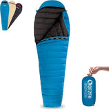 QEZER Ultralight Down Sleeping Bag for Adults 36-61 Degree F with 600 Fill Power, Compact Three Season Sleeping Bag for Backpacking, Hiking and Camping