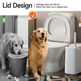 CTIME Bathroom Trash can Set, 2 Gallon White Small Trash Can with Lid, Disposable Toilet Brush, Storage Caddy and 12 Refills
