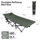 Northroad Camping Cot for Adults with Cushion and Pillow, Portable Folding Bed for Sleeping, Lightweight Tent cot with Carry Bag Supports 450 lbs (Green)