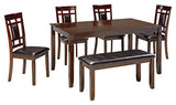 Signature Design by Ashley Bennox Dining Room Table and Chairs with Bench (Set of 6), Brown