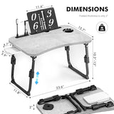 Lap Desk for Bed Adjustable Height, Foldable Bed Table with Storage Drawer, Tablet Slot & Cup Holder