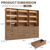 Mekminop 3PCS Lighted Bookshelf and Bookcase, 5-Tier Modern Bookshelves