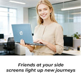 HP 14" Moonlight Blue Laptop with Office 365, AMD CPU, 4GB DDR5 RAM, 1.1TB Storage (128GB SSD and 1TB OneDrive