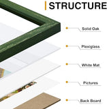decorUhome Solid Oak Wood 8x10 Picture Frame, Display Pictures 5x7 with Mat or 8x10 without Mat, Wall & Tabletop Display Photo Frame, Green, 1 Pack