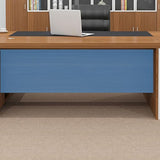 LSIGHTUS 94" Brown Modern L Shaped Executive Desk, Wood Computer Desk