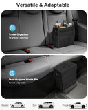 HORJONES Corduroy Car Trash Can with Lid and Mesh Pockets - Leakproof Organizer,Multipurpose Waterproof Garbage Can/Trash Bin for Car(Black-2 Gallons)