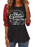 jusgai White Christmas Sweatshirt for Women Crewneck Xmas Tree Graphic Shirt Tee Tops(Black,X-Large)