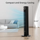 Antarctic Star Tower Fan Portable Floor Fans 85°Oscillating Fan Quiet Cooling 12H Timer Remote Control Standing Bladeless Electric 3 Wind Speeds 4 Modes Bedroom Office,36 inch, Black