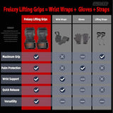 Frelaxy Lifting Wrist Straps, Rubber Weight Lifting Grips with Non-Slip Palm & Wrist Wraps Support for Deadlifts, Pull Ups, Rows