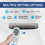 Whynter 14,000 White ARC-147WF (10,000 BTU SACC) Dual Hose Cooling Portable Air Conditioner, Dehumidifier, and Fan with Remote Control and HEPA filter, up to 500 sq ft
