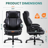 BOSMILLER 650lbs Large Big and Tall Office Chair for Heavy People with Adjustment Lumbar Support, Comfy Padded Heavy Duty Leather