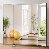 brisafe Tri-Fold Full Length NanoMirror with Wheels, 71 x 71 in, Black