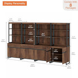WAMPAT 4 PCS Modern 72" Tall Bookshelf with Metal Base and Adjustable Shelves, Library Bookcase