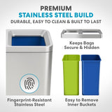 Simpli-Magic 70 Liter / 18.5 Gallon Rectangular Open Top Dual Compartment Recycling Trash Can