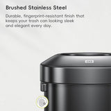 EKO Urban 32 Gallon Round Black Stainless Steel Open Top Waste Bin