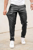 GINGTTO Leather Pants Men Slim Fit Stretch Motorcycle Black 29W30L
