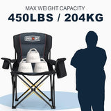 Overmont Oversized Folding Camping Chair - 450lbs Support with Padded Cushion Cooler Pockets - Heavy Duty Collapsible Chairs for Sports Garden Beach Fishing
