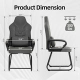 Newnno Leather Office Guest Chair No Wheels High Back Computer Reception Chairs