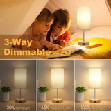 AKASUKI Table Lamp for Bedroom, 3 Way Dimmable Touch Lamp with Dual Charging Station, Small Bedside Lamps(LED Bulb Included)