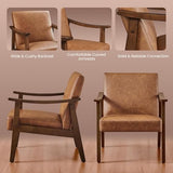 Yaheetech Faux Leather Accent Chair, Mid-Century Modern Armchair with Solid Wood Legs, Reading Leisure Chair with High Back