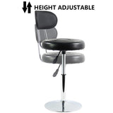 FURWOO Black PU Leather Swivel Salon Chair Mini Barber Shop Stool with Backrest for Manicure, Tattoo, and Office Use