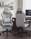 LUCKRACER Big and Tall Gaming Chair, 350Lbs Heavy Duty Office Chairs High Back Computer Chairs with Foot Rest Wide Cushion Lumbar Support Desk Chair Comfy for Adults Breathable Fabric, Light-Grey