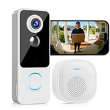 Two-Way Talk, Smart Home Video Doorbell with Chime,Battery Powered,Motion Detection & Alerts,Works with Alexa & Google