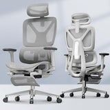 FLEXISPOT ErgoX Premium Ergonomic Office Chair with Footrest- Adjustable 3D Armrests, Dynamic Lumbar Support, Light Grey