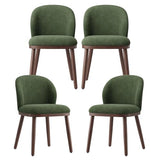 Mid-Century Modern Dining Chairs Set of 4, Upholstered Kitchen Chairs with Solid Wood Legs & Built-in Handle