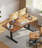 Height Adjustable Desk with Power Outlet & 1.38" Thick 3-Piece Desktop, Sit Stand Computer Desk for Home, Office