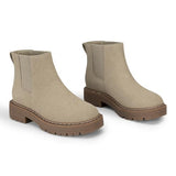 Athlefit Women's Slip on Platform Chelsea Ankle Boots Taupe Size 11