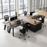 63" Executive Office Desk with Reversible Storage Cabinet, L Shaped Office Desk