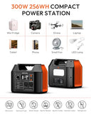 Solar Powered Generator, 300W Portable Power Station with Solar Panel 40W Included, 110V Pure Sine Wave 256Wh LiFePO4 Battery Pack with AC Outlet for Camping, Home Emergency, Traveling, RV Trip