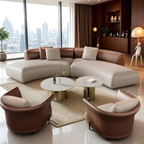 Curved Couch Sets - Luxurious Sectional Couches with Chair, Premium Leather
