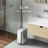 simplehuman Small Bathroom Trash Can with Lid, Stainless Steel Waste Basket, 5 Liter / 1.3 Gallon, Brushed