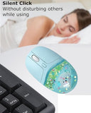 Wireless Bluetooth Mouse, Clear Aqua Water Glitter Liquid Sand Transparent Silent Mouse with Cute Puppy Pattern Inside,Portable for Laptop, iPad, PC, Chromebook,Gift for Girls, Women and Men
