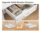 L Shaped Electric Standing Desk with Wooden Drawers, 55 Inch Height Adjustable Corner