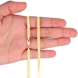 Nuragold 10K Real Yellow Gold Herringbone Chain Flexible Necklace