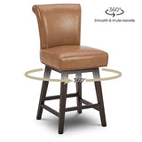 CHITA 26" Counter Height Swivel Bar Stools, Saddle Brown Faux Leather, 2-Pack