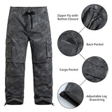 GINGTTO Camo Pants Men Cargo Wide Leg Fashion Streetwear Drawstring Stretch 30