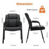 PU Leather Big and Tall No Wheels Executive Office Chair with Padded Arms for Reception Conference Room Lobby