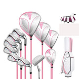 Golf Clubs Set, Complete Golf Clubs for Women, Golf Learning Set, Carbon Alloy 11 Clubs + 1 Ball Bag, Right Hand