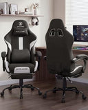 LUCKRACER Big and Tall Gaming Chair, 350Lbs Heavy Duty Office Chairs High Back Computer Chairs with Foot Rest Wide Cushion Lumbar Support Desk Chair Comfy for Adults Breathable Fabric, Black