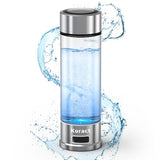 Hydrogen Water Bottle 1500PPB Portable Hydrogen Water Bottles Generator Glass, Hydrogen Rich Water Dispenser with SPE & PEM Technology  (Siler)