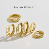 YOIHUR Small Gold Huggie Hoop Earrings Set for Women, 14K Gold Plated Chunky Hypoallergenic Stack Cartilage Earrings, 3 pcs Dainty Cute Multiple Piercing Trendy Jewelry Festival's Day Gifts for Women