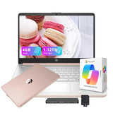 HP Stream 14" HD Laptop with AI Copilot for Student & Business, Intel Processor N150, 4GB RAM, 1.12TB Storage (128GB UFS + 1TB Docking Station), 1 Year Office 365, Wi-Fi 6, Win 11, Pale Rose Gold